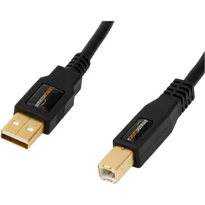 Amazon Basics USB-A to USB-B 2.0 Cable with 480 Mbps Transfer Speed for Printer or External Hard Drive, Gold-Plated Connectors, 6 Foot, Black Amazon Basics