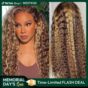 West Kiss Highlight Ombre Glueless Wig P4/27 Deep Wave 7x5 Closure Human Hair Wigs Put It On Pre Plucked Human Hair Wig tiktokshopmemorialday