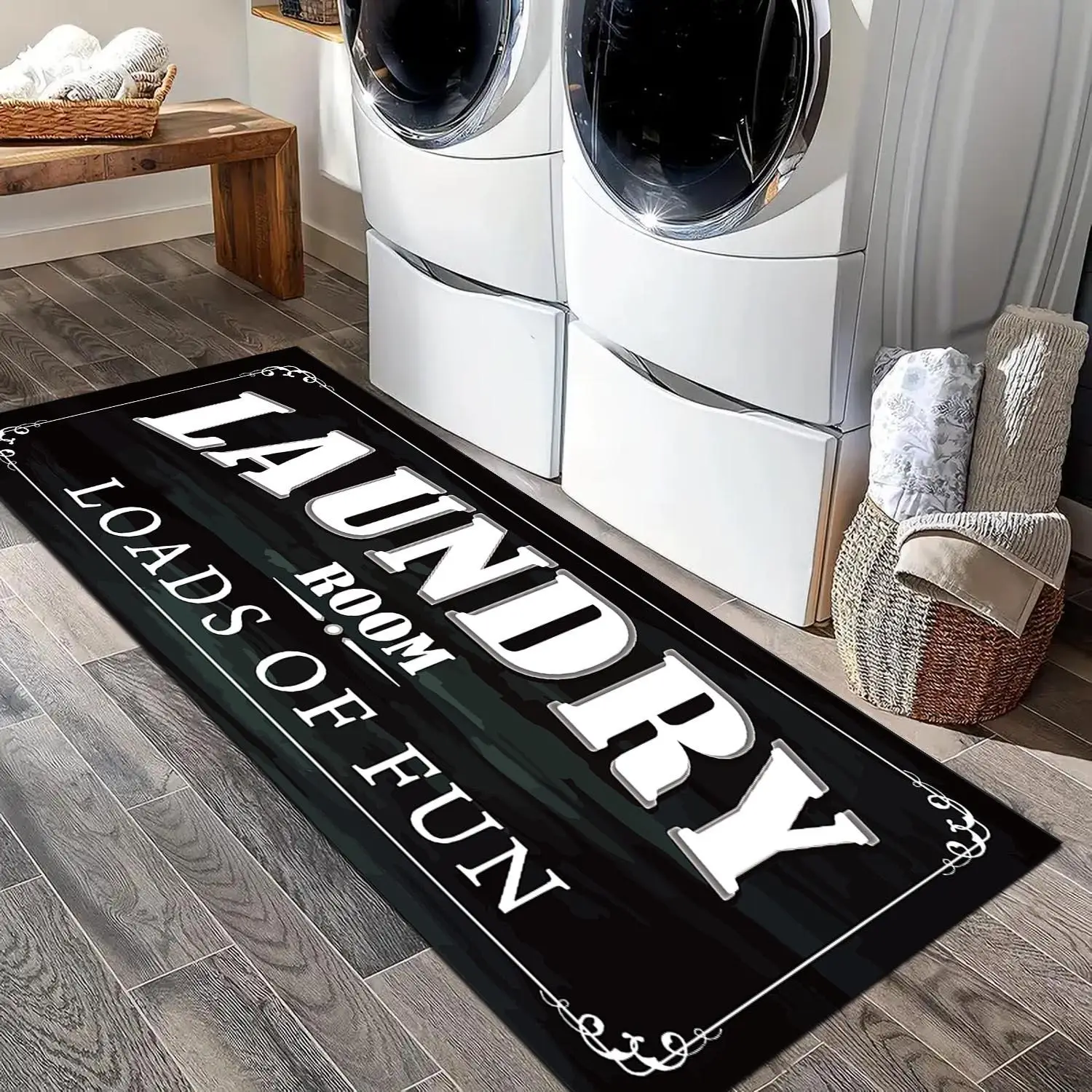 Laundry Room Letter Pattern Floor Mat, Non-slip Strongly Absorbent Floor Mat, Farmhouse Laundry Rug for Laundry Room Decoration, Laundry Room Accessor
