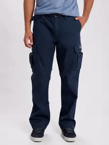 Survivor Cargo Pants for Men Relaxed Pants – Cotton Twill Vintage Wash Utility Workwear Trousers with Belt, Multi-Pocket Everyday Streetwear Pants