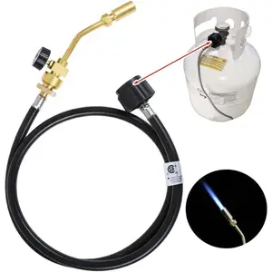 Propane Gas Tank Turbo Torch Hose Adapter Kit, Portable Propane Torch for Brazing Soldering Welding, Fuel by Gas Cylinder
