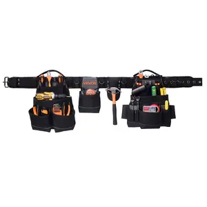 【FathersDayGift】VEVOR Tool Belt, 18 Pockets Professional Tool Pouch for Men, Heavy Duty Adjustable Utility Belt Detachable Work Bag for Electrician, Carpenter, Construction, Work Apron Organizer, Adjusts 31in to 51i