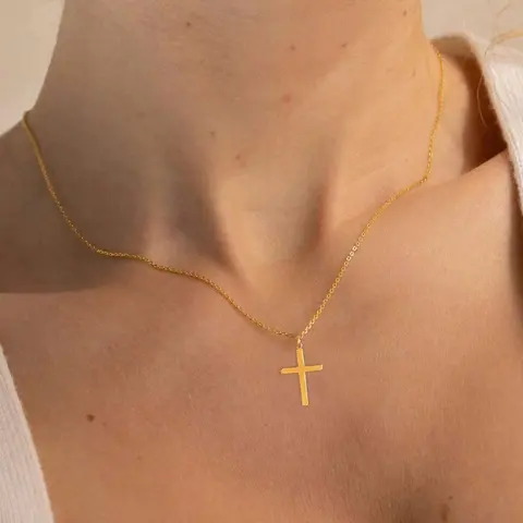 Cross Pendant Necklace for Women, Dainty Cross Necklace, Chain Necklaces, Cross Chain Design, Faith Necklace, 1 Piece Fashion Jewelry for Party, Daily Clothing Decor, Trendy All-match & Exquisite Jewelry for Birthday Gift, Minimalist Necklace