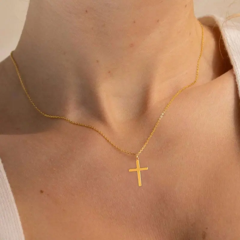 Cross Pendant Necklace for Women, Dainty Cross Necklace, Chain Necklaces, Cross Chain Design, Faith Necklace, 1 Piece Fashion Jewelry for Party, Daily Clothing Decor, Trendy All-match & Exquisite Jewelry for Birthday Gift, Minimalist Necklace