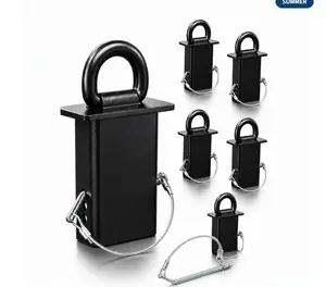 Heavy Duty 18,000lbs Removable Stake Pocket D-Ring Tie Down Anchors – 5/8" Hitch Pin, 4 Adjustable Holes, Anti-Loss Wire, Securement for Utility Trailers, Flatbeds, Cargo Trucks, Black, 5/8 Inch, 6 Pieces