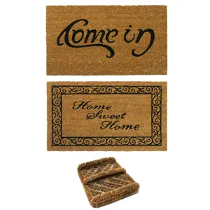 Rubber-Cal Classic “Welcome Doormat” Kit - 18" x 30" - 2 Door Mats & 1 Boot Scraper
