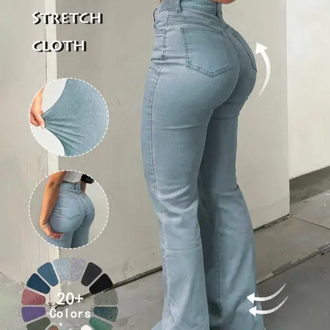 Women's High-Waisted Jeans Slim Fit Micro Flare Long Pants, Sexy Stretch Comfortable Denim Trousers, All Seasons Fashion Stretchy Denim Jeans
