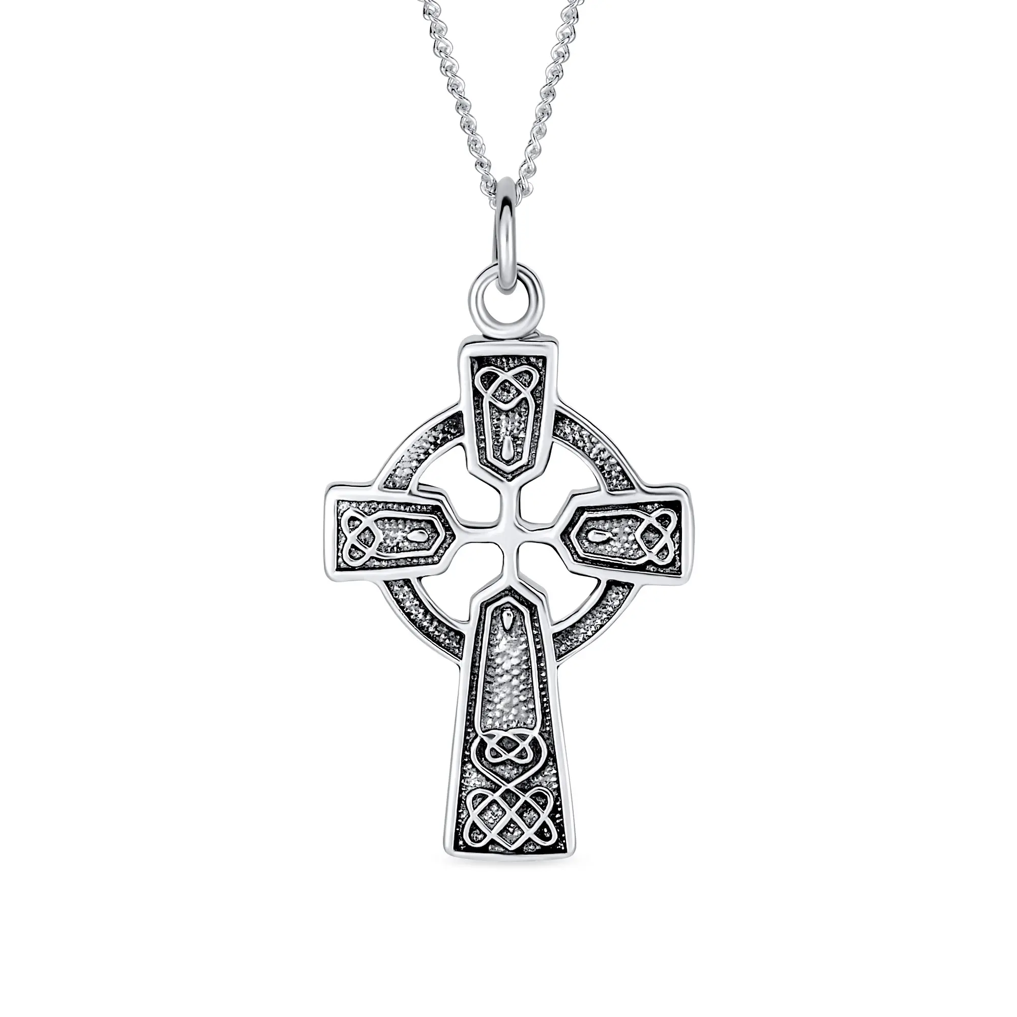 Knot Infinity Trinity Celtic Cross Pendant Necklace .925 Sterling Silver