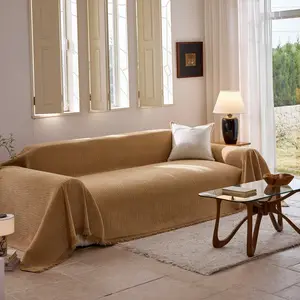 Thick Chenille Sofa Blanket, Vintage Ripple Anti-Slip Couch Cover, All-Season Washable Living Room Decorative Seat Pad, Sofa Slipcover