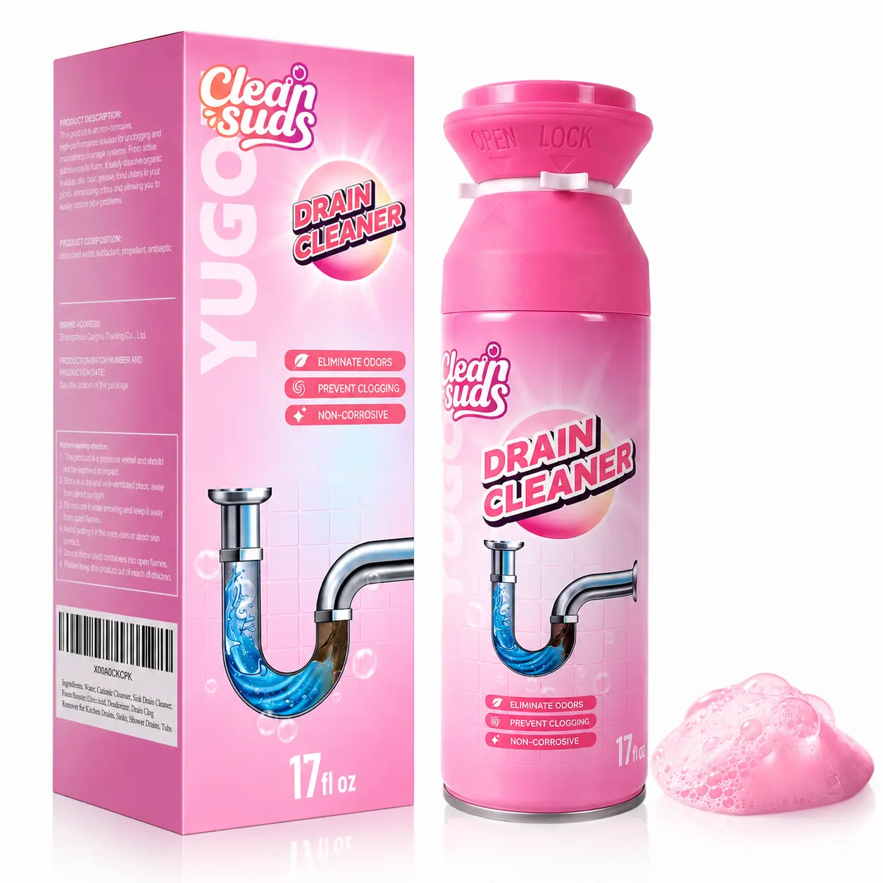 Foam Drain Cleaner - Drain clog Remover & Deodorizer & Cleaner for Kitchen Drains, Sinks, Shower Drains & Tubs Foam Drain Cleaner - Drain clog Remover & Deodorizer & Cleaner for Kitchen Drains, Sinks, Shower Drains & Tubs