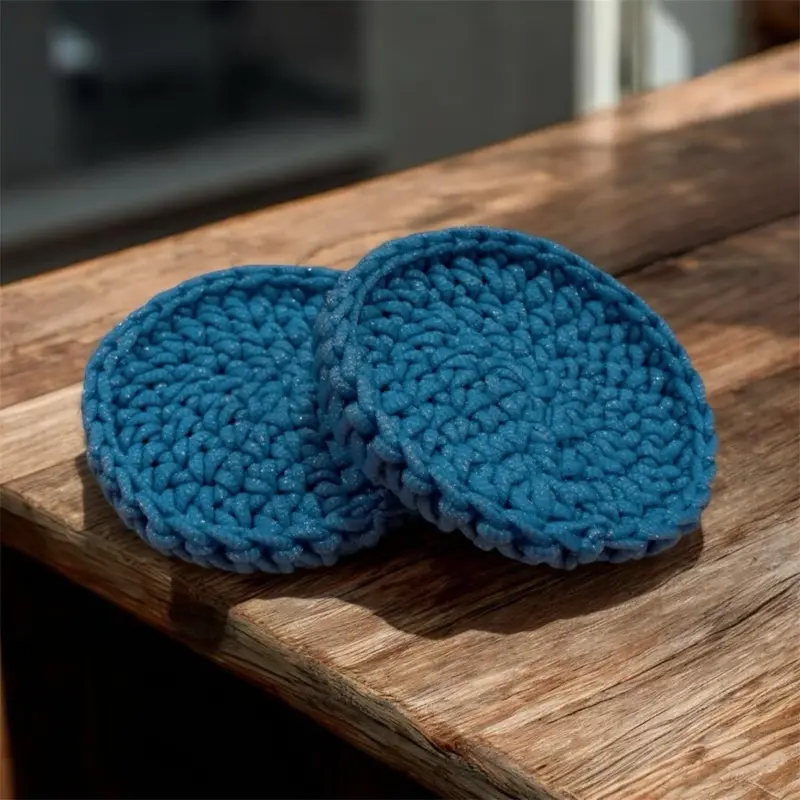 Handmade Crochet Dish Scrubbies - Blue Kitchen Scrubbers for Effective Cleaning