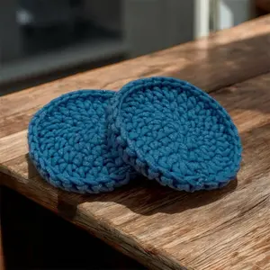 Handmade Crochet Dish Scrubbies - Blue Kitchen Scrubbers for Effective Cleaning
