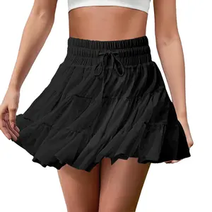 FireSwan 2026 Sweet and fresh solid color lace mesh patchwork skirt pants with anti-exposure strap safety pants half skirt