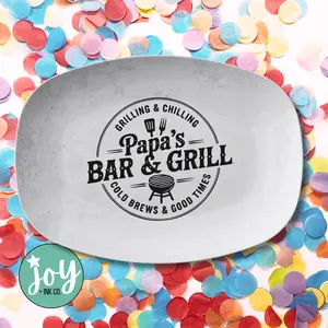 Papa's Bar & Grill Grilling Platter on Gray Stone Background
