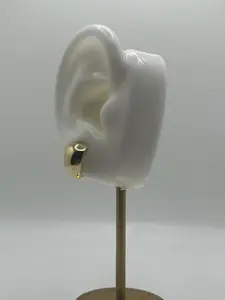 14K Gold Sleek Dome Half-Huggie Earrings (031)