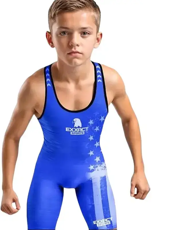 Boys Youth Patriot Wrestling Singlets (Royal Blue)