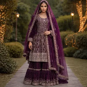 Elegant Velvet Sharara Suit for Weddings Eid and Festive Celebrations