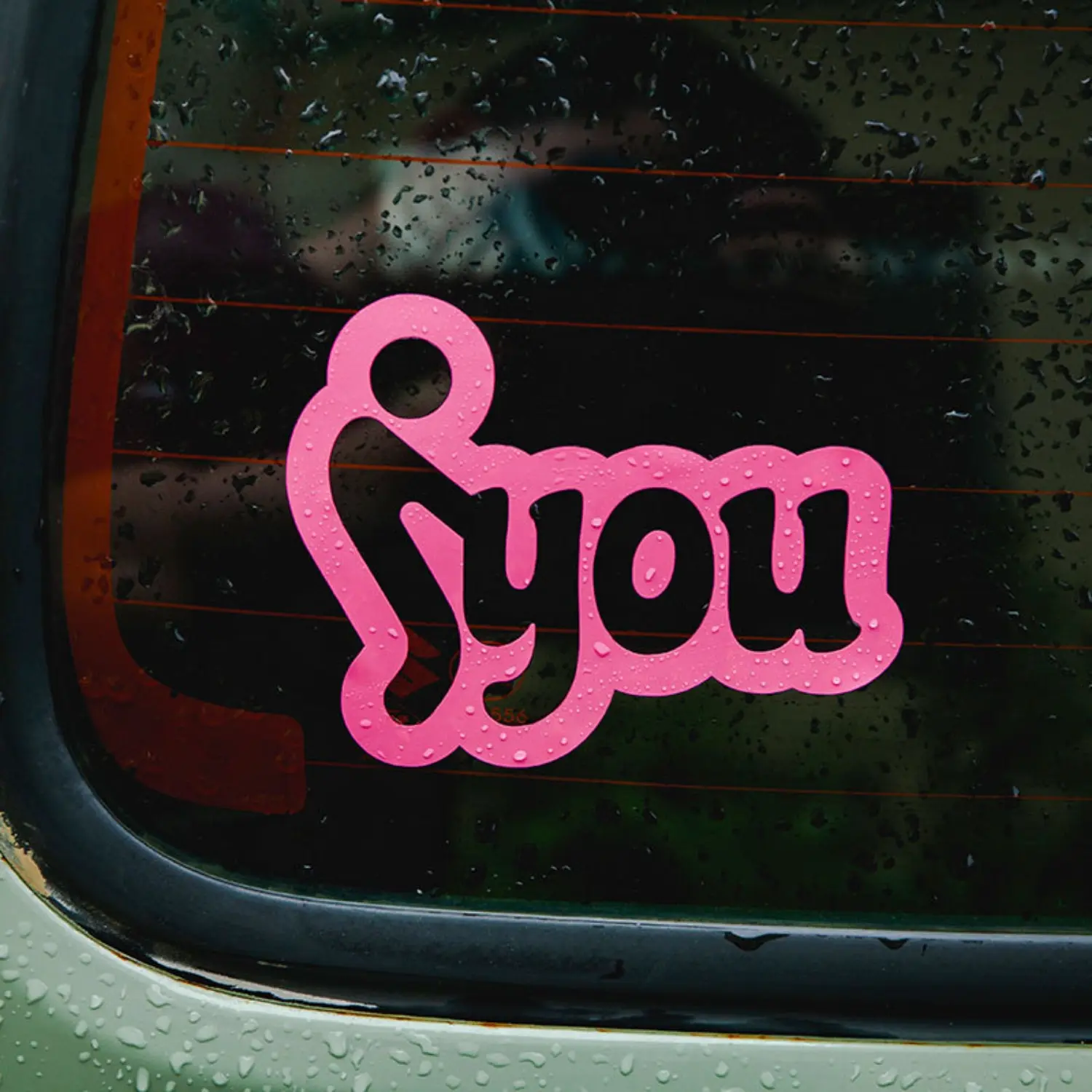 Pink Outlined Parody Car Window Sticker - Waterproof Vinyl Exterior Auto Decor, Creative Bumper Graphics, Girly Car Accessories, Camping-Hiking Vehicle Gift, Funny Car Stickers, Car Accessories Cute