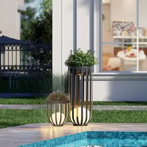 Solar Floor Lamp, Solar Table Lamp, Outdoor Lights Waterproof, Dusk to Dawn, Black