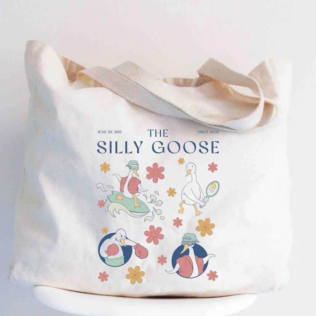 Silly Goose Tote Bag, Funny Silly Goose Bag, Goose Gift Bag, Funny Farm Animal Bag, Sarcastic Women Tote Bag, Goose Magazine Tote, Women Bag