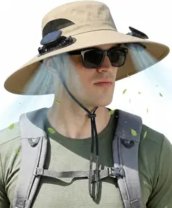 Outdoor Wide-brim Sun Hat, Equipped with 2 Solar Fans, Solar Fan Hat, with Fan, Solar Powered - Detachable Fan, UV Protection, Perfect for Fishing, Gardening, Travel, And Other Activities storm fan cap