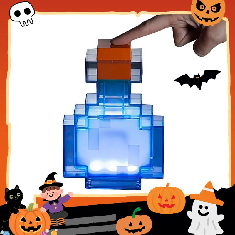 Pixel Potion Bottle LED Night Light, 8-Color Color Changing Ambient Lamp, Gaming Room Desk Decor, Bedroom Mood Light, Pixel Style Home Decoration, Halloween Decor, Christmas Gift for Teens & Adults