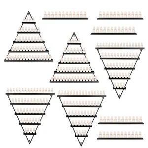 10PCS Metal Wall Mounted Nail Polish Storage Racks, 5 Tier Perfume Rack for Wall Triangle Display Rack, Lipstick Cosmetics Essential Oil Wall Mounted Storage Rack for Spa Nail Salon (Black)