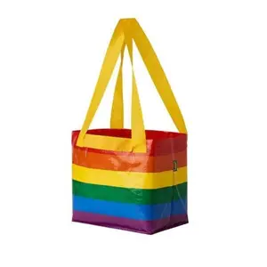IKEA STORSTOMMA Small Tote Bag - Rainbow LGBT Pride Reusable Shopping Bag, Colorful Mini Gift Tote, Set of 2, Compact & Practical for Everyday Use, Versatile and Stylish Design folding  bags
