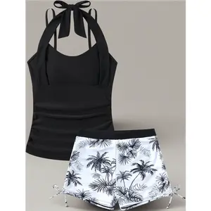 Girls' Halterneck Tankini Swimsuit 2-Piece Set - UPF 50+ Sun Protection & Quick-Dry Fabric. Modest & Stylish Bathing Suit for Teens/Tweens, Sizes 7-16