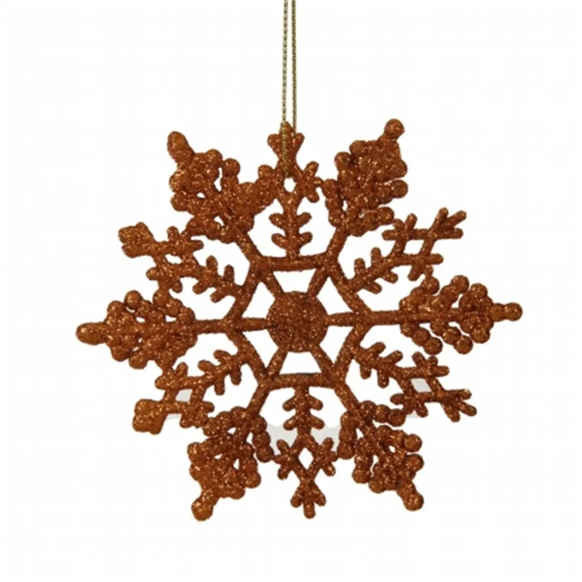 212 MAIN 4 in. Burn Orange Glitter Plastic Snowflake Ornaments, 24-Piece PVC-Boxed Holiday Decorations, Party Decoration Supplies for Home Use