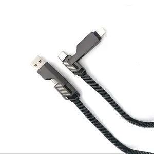 4-in-1 USB-C Cable (3ft), 100W Fast Charging with Hook-and-Loop Fastener, Universal Charging Cable for MacBook, iPad, iPhone, Samsung