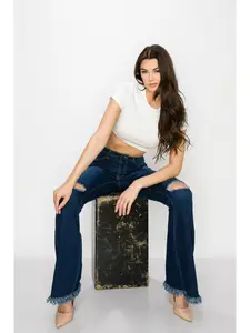 High Waisted Stretchy Flare Denim Jeans S M L XL 2XL 3XL 4XL - Lover Brand Fashion Casual  Basic Comfort Bell Bottom Comfortable Pants Style Spandex