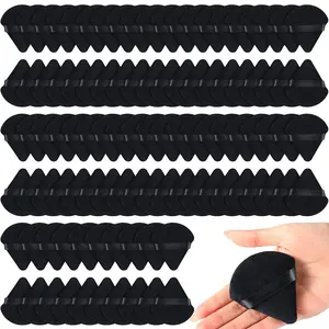 100PCS Soft Triangle Powder Puffs Set Velour Surface Wet & Dry Dual-Use Makeup Sponges Portable Cosmetic Applicators for Loose Powder Foundation Concealer Flawless Blending Durable Face Makeup Tools for Daily Home Salon & Travel Use