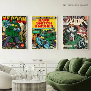 3-Piece Comics Wall Art Set, Mf Doom Hip-Hop Canvas Prints, Modern Home Decor for Living Room & Bedroom, Perfect Gift Idea