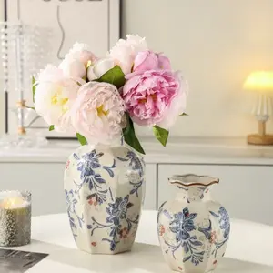 Vintage Blue-And- Porcelain Vase, High-Quality Ceramic Flower Holder, Home Decorative Vase, Perfect for Living Room Decor, Plant Watering, Birthdays, Parties