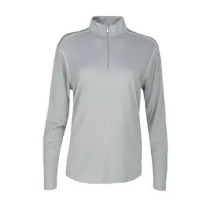 PAGE and TUTTLE Womens Contrast Stitch Quarter Zip Golf Casual Outerwear Athletic - Grey