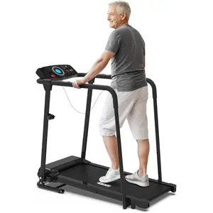 Redliro Walking Treadmill with Long Handrail for Balance, Recovery Fitness Exercise Machine Foldable for Home use with Holder for Phone & Cup,LCD Display, 300 lbs Capacity