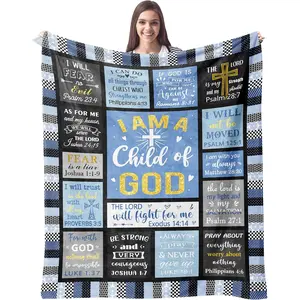 Christian Gifts for Men, Dad, Son, Brother, Him Blanket 50"x40" - Inspirational Religious Graduation/Birthday Gifts - Baptism Confirmation Gifts for Boys - Catholic Spiritual Gifts for Men, Printed on One Side with a Plain White Back, Halloween Thanksgivi