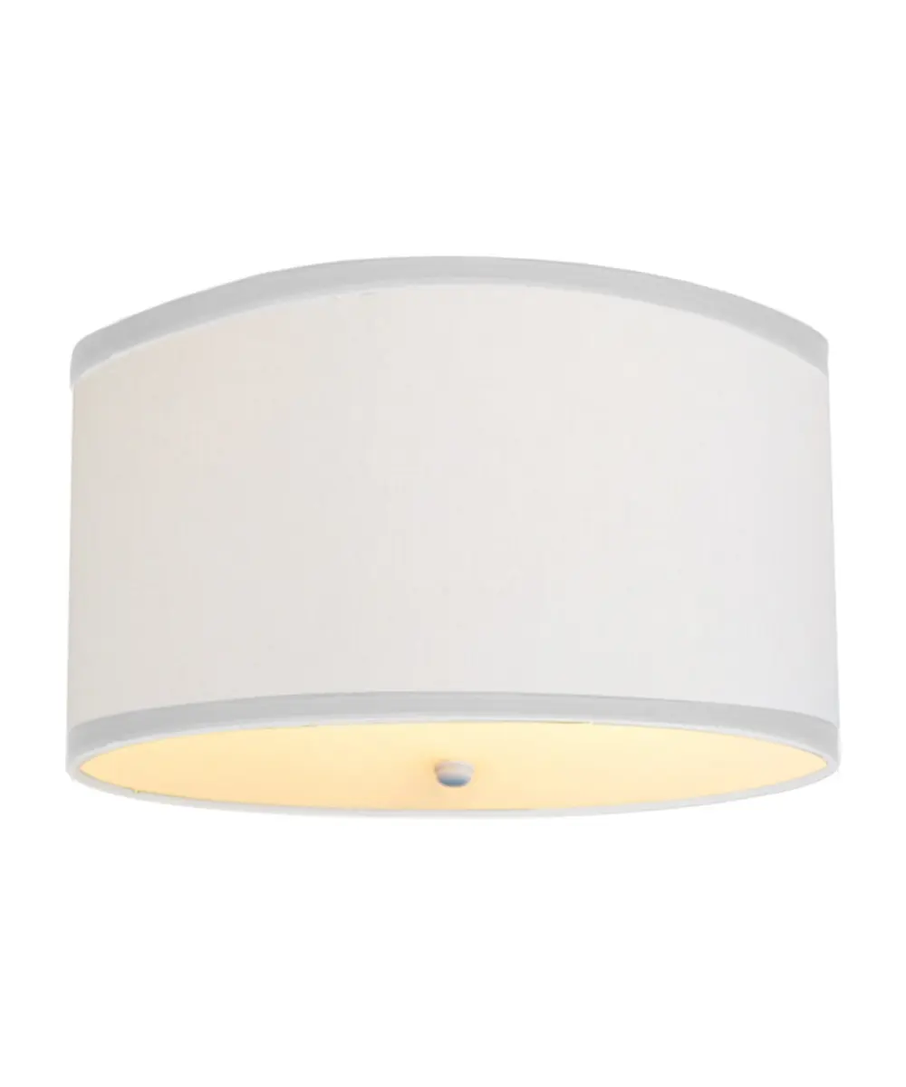 Moderne Flush Mount Conversion Kit 18"w White Linen  Shallow Drum Lampshade