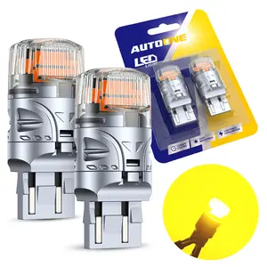AUTOONE Upgraded LED Bulb Amber, Turn Signal Parking Light Blinker Corner Bulb , 3156 3056 3057 LED T20 7441 7443 Replacement with Projector for Front Rear Turn Signal Light Blinker DRL Marker Parking Lights, Pack of 2