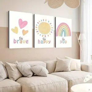 Frame Set of 3 Pieces Happy Brave Be You Poster Decorative Painting