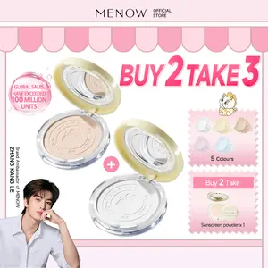 MENOW Oil control Soft Focus Powder,  12H oil control, longlasting, Waterproof, Sweatproof,  Minimize pores, suitable for both dry and oily skin, creating a flawless, matte finish(Includes a puff; buy 2 get a free sunscreen compact) Springtok