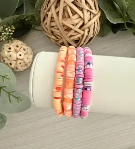 Sunshine Style: Vibrant Heishi Bead Bracelet Set - Stretchy, No Clasp Design