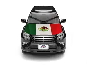 HOOD's Flags Patriotic Mexico Flag Car Hood Cover, Elastic Fabric Sublimated Print, Stretchable Universal-Fit Automotive Exterior Decoration