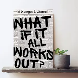 Vintage New York Times Poster "What If It All Works Out" Canvas Wall Art Minimalist Prints Painting For Home Bedroom Dorm   Room Wall Decor bathroom poster