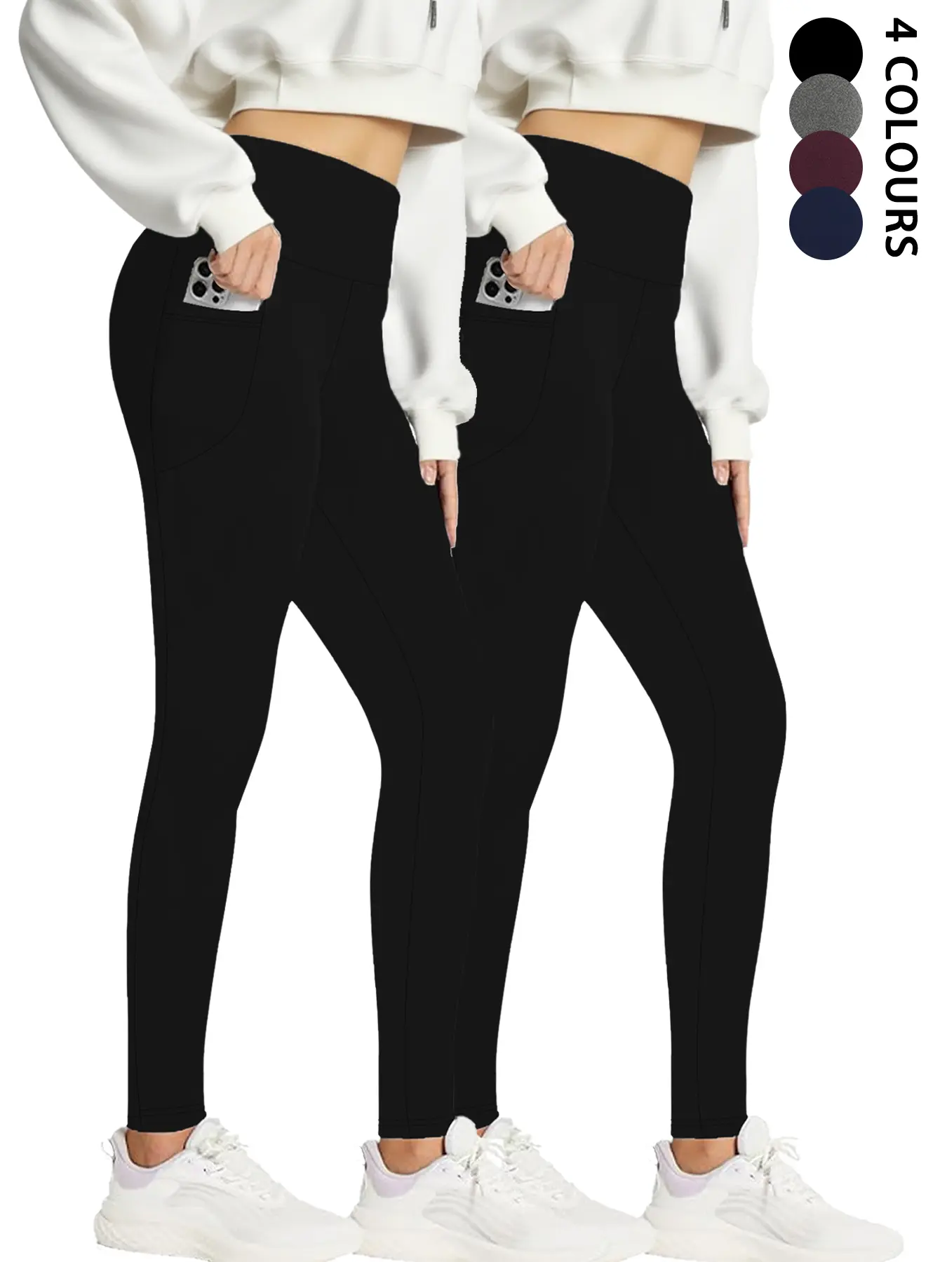 2 Pack Women's High Waist Compression Skinny Sports Leggings with Pockets, Fitness Tights, Tummy Control & Stretchy Fabric, Perfect for Yoga, Running, Gym Workouts, Gymswear, Activewear, Active wear, High Waisted Leggings