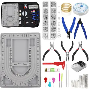 Bead Boards Jewelry Making Supplies for Adult Bead Tray Necklace Design Board Bead Bracelet Making Jewelry Repair Beading Mat Jewelry Tools with Pliers