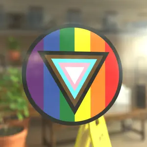 Safe Space Progress Pride Flag LGBTQ POC Transgender Flag - Vibrant Color Static Cling Window Cling - Use Indoor and Outdoor!