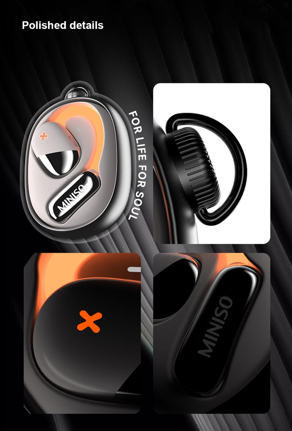 MINISO M99 Wireless Bluetooth 5.4 Luminous Open Earphones, HIFI Heavy Bass, Immersive Sound Effect, Suitable for Games and Music, Lightweight and Comfortable, Can Send Lanyard and Neck Strap