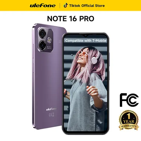 Ulefone Note 16 Pro Unlocked Cellphone 12GB+128GB, 8-Core, 6.52"FHD Display  ,Android 14, 50MP AI Camera, 4400mAh Battery, Dual Sim 4G LTE,  Unlock, US Version-Black color Smartphone